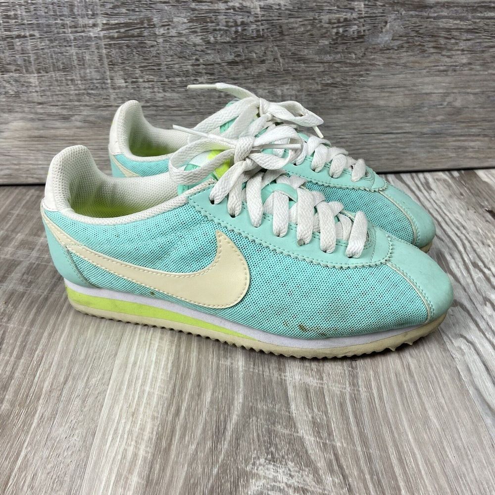 Nike Womens 5 Classic Cortez 644408-317 Teal‎ Casual Shoes Sneakers Flaws Stains